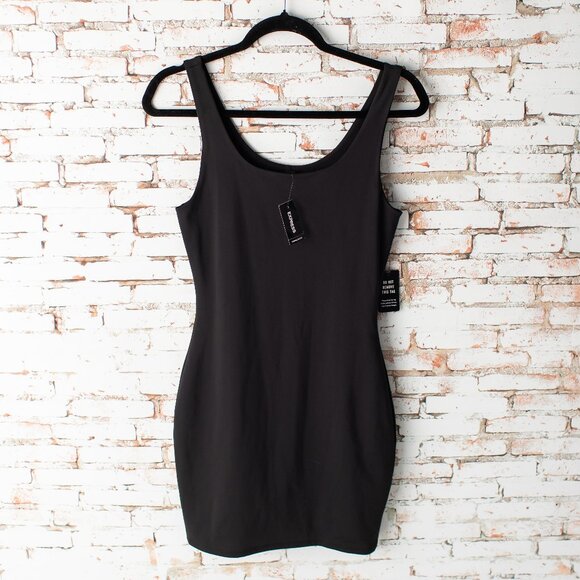 NEW Express Women’s Small Body Contour Black Scoop Neck Mini Dress - Picture 1 of 6